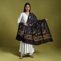 Brown - cotton hand batik dupatta 41 - handcrafted