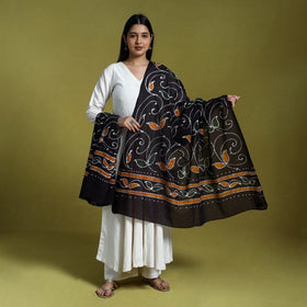 Brown - cotton hand batik dupatta 41 - handcrafted