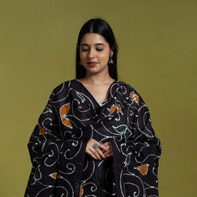 Brown - cotton hand batik dupatta 41 - handcrafted