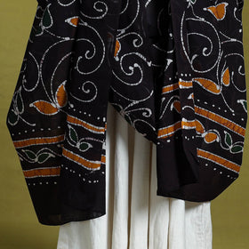 Brown - cotton hand batik dupatta 41 - handcrafted