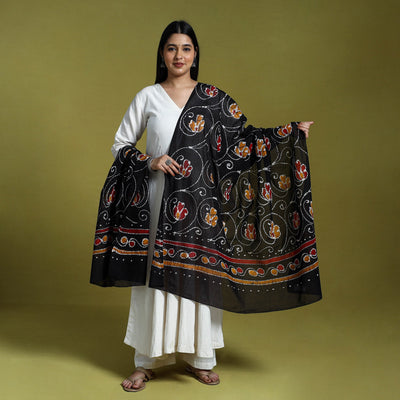 Brown Cotton Hand Batik Print Dupatta