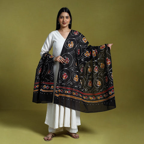  Brown Cotton Hand Batik Print Dupatta