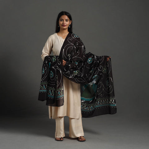 Buy Brown Hand Batik Printed Cotton Dupatta Online