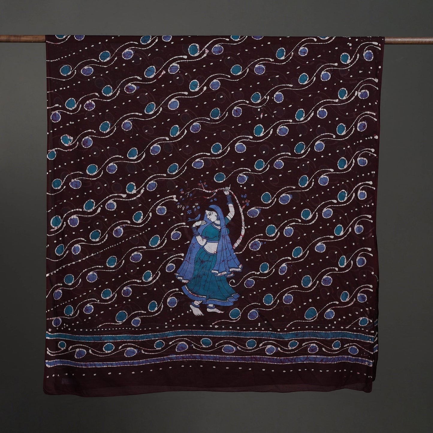  Cotton Brown Hand Batik Print Dupatta