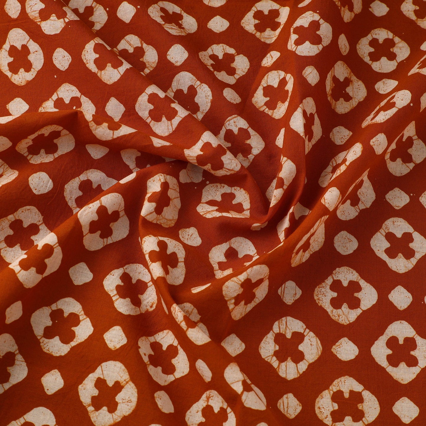 Brown Cotton Hand Batik Print Fabric