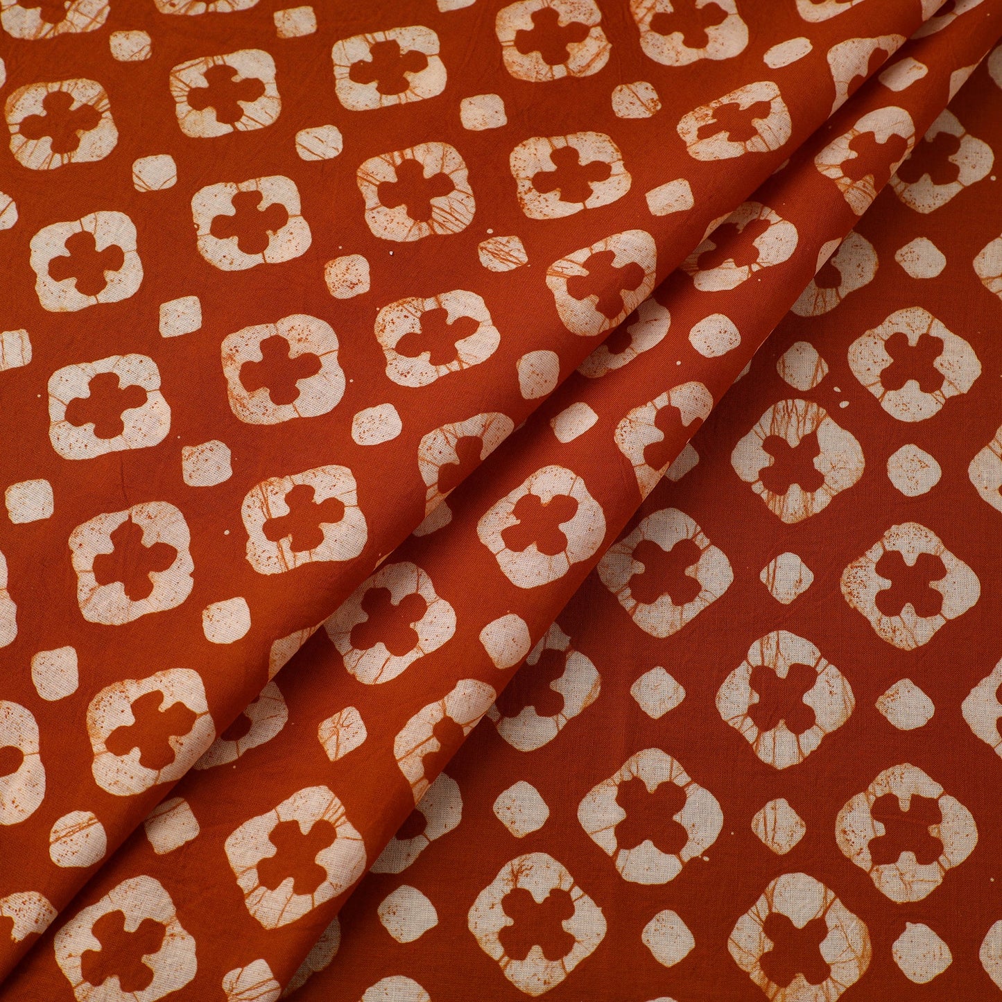 Brown Cotton Hand Batik Print Fabric