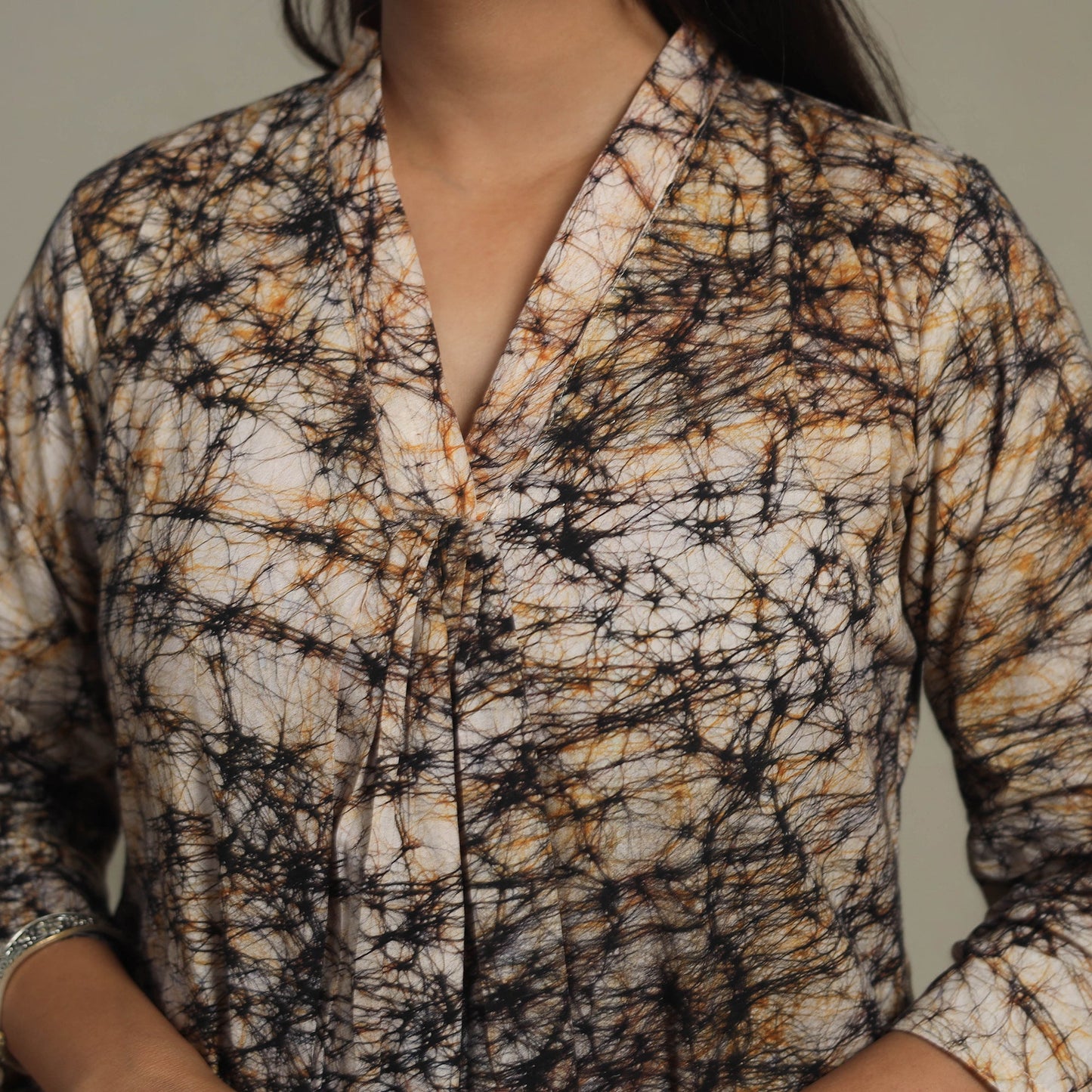 Brown Cotton Hand Batik Print Kurta Set (Set of 3)