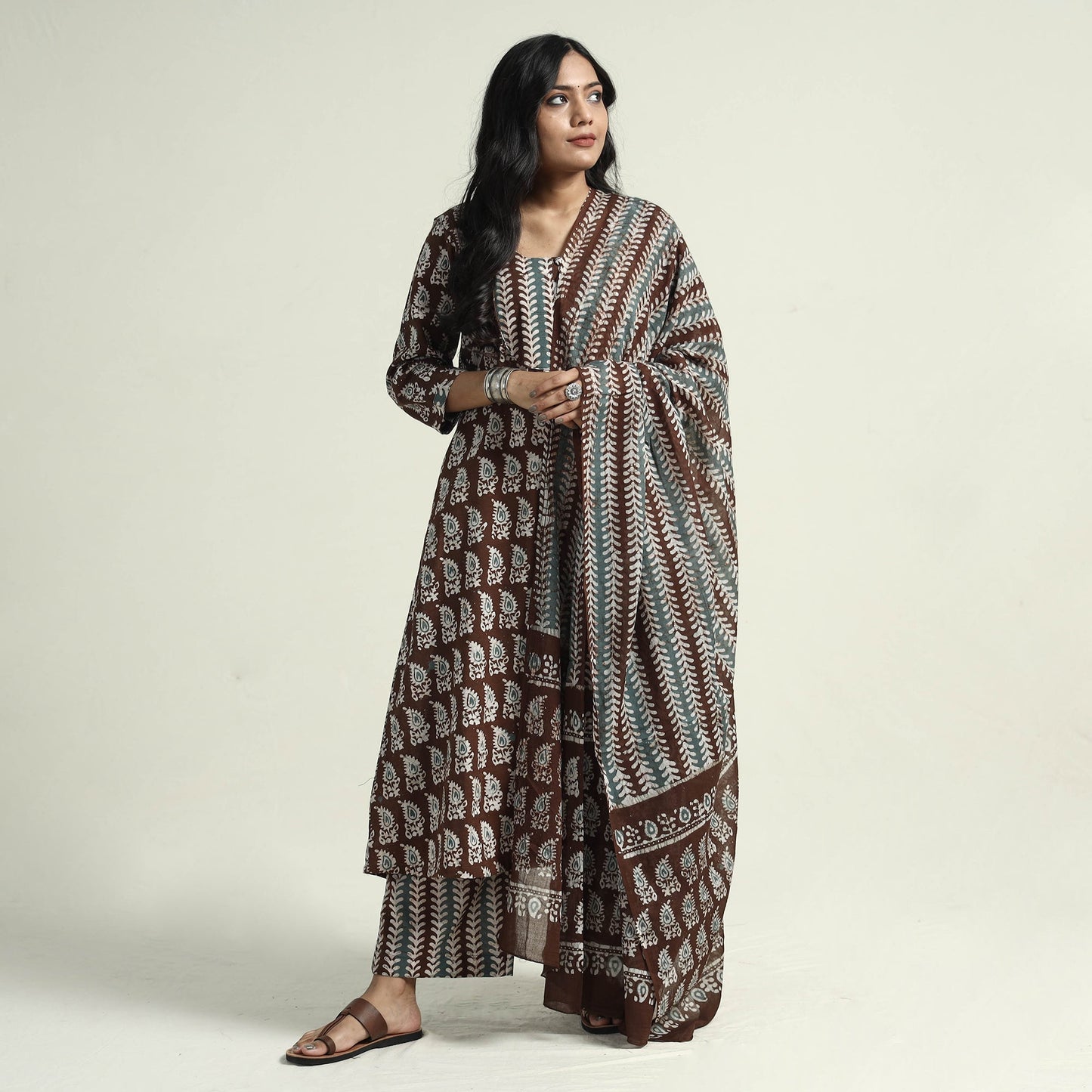 Batik Kurta with Palazzo & Dupatta Set
