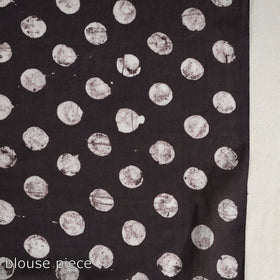  Cotton Brown Hand Batik Print Saree 