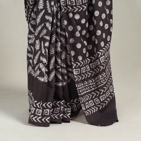  Cotton Brown Hand Batik Print Saree 