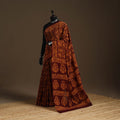 Brown - cotton hand batik saree 22 - handcrafted