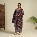  Brown Cotton Hand Batik Print Suit Set