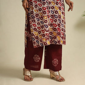  Brown Cotton Hand Batik Print Suit Set