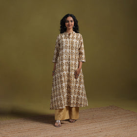Cotton hand batik a-line kurta for women 15 - handcrafted
