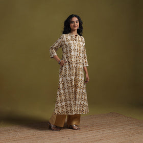 Cotton hand batik a-line kurta for women 15 - handcrafted