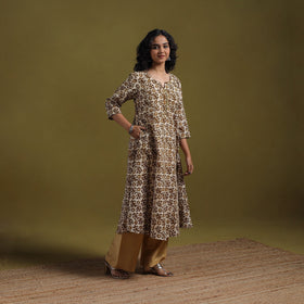 Cotton hand batik a-line kurta for women 23 - handcrafted
