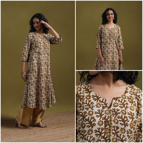 Cotton hand batik a-line kurta for women 23 - handcrafted