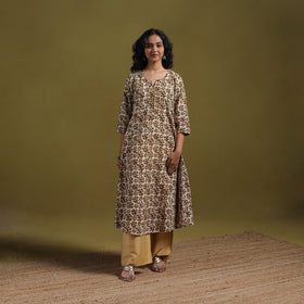 Cotton hand batik a-line kurta for women 23 - handcrafted