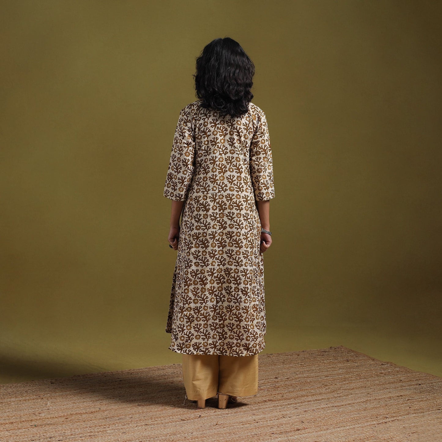 Cotton hand batik a-line kurta for women 23 - handcrafted