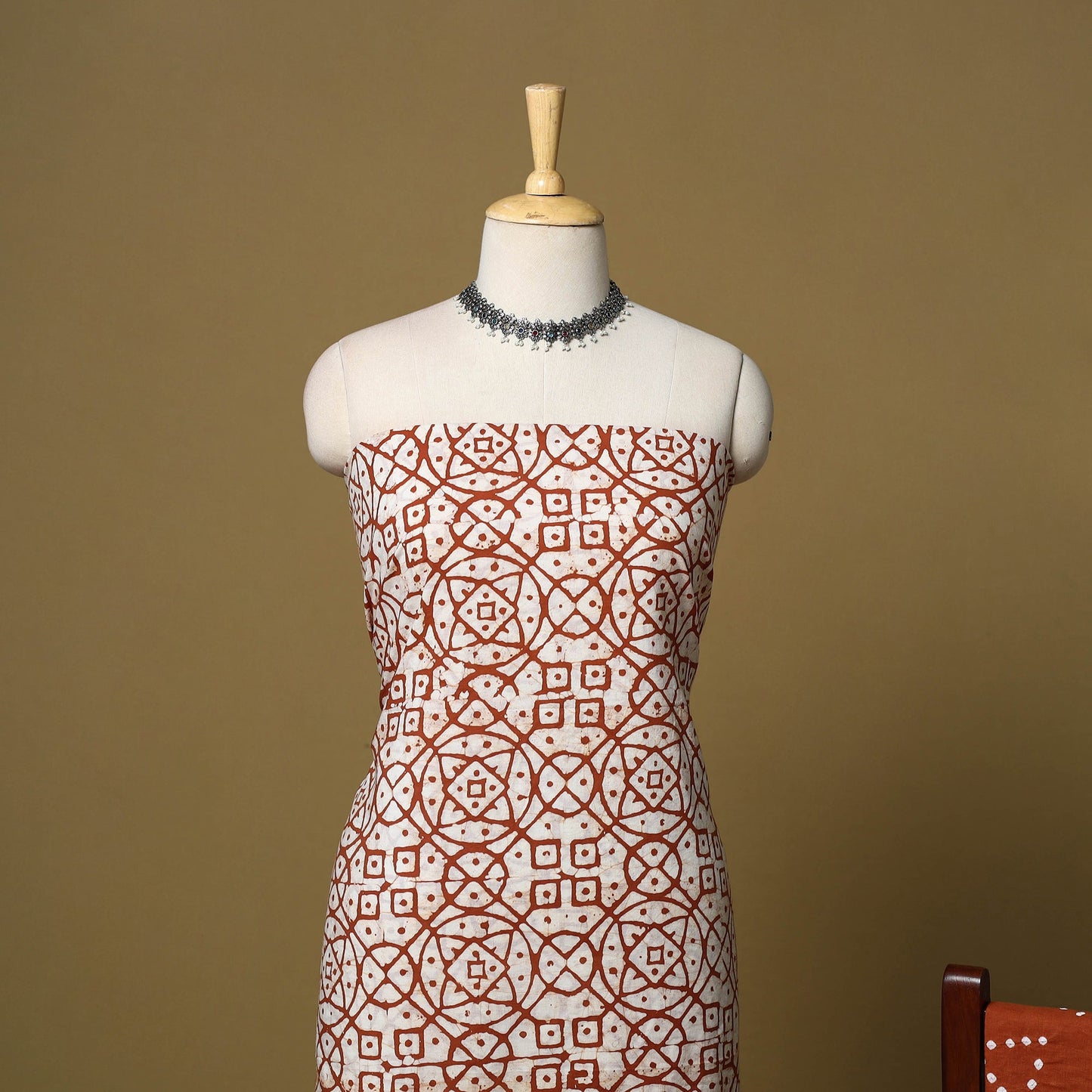 Pink - cotton hand kutch batik 3pc unstitched dress