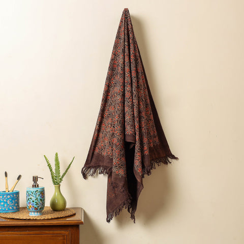Brown Block Print Cotton Ajrakh Handloom Towel
