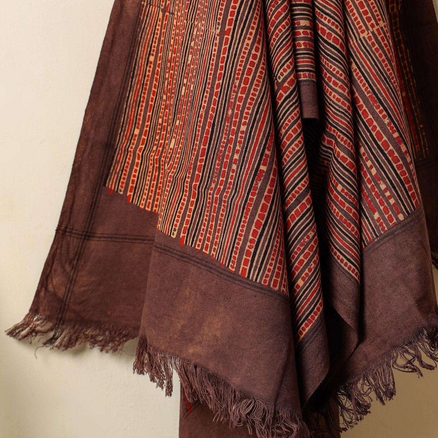 Maroon Block Print Cotton Ajrakh Handloom Towel