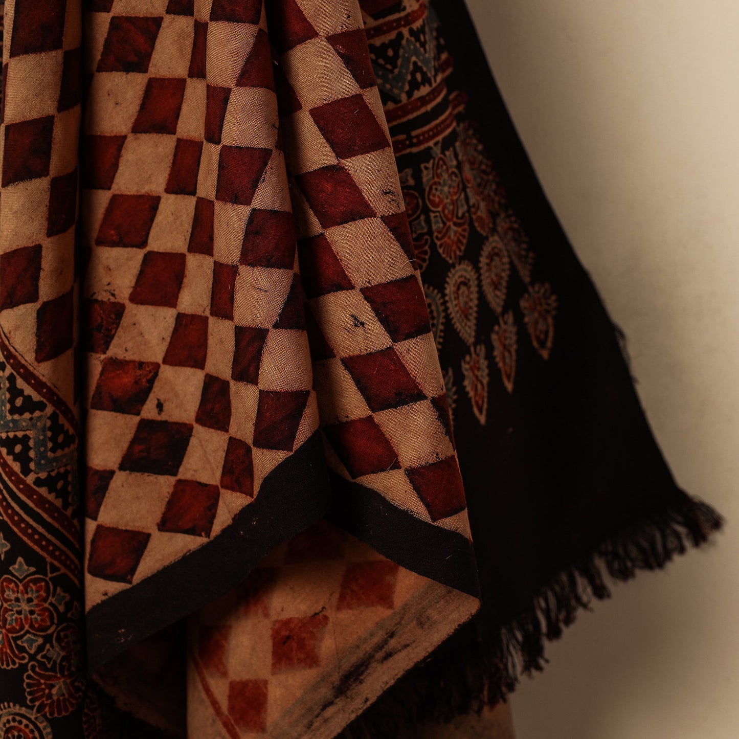 Brown Block Print Cotton Ajrakh Handloom Towel