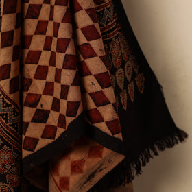 Brown Block Print Cotton Ajrakh Handloom Towel