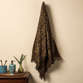 Brown Block Print Cotton Ajrakh Handloom Towel