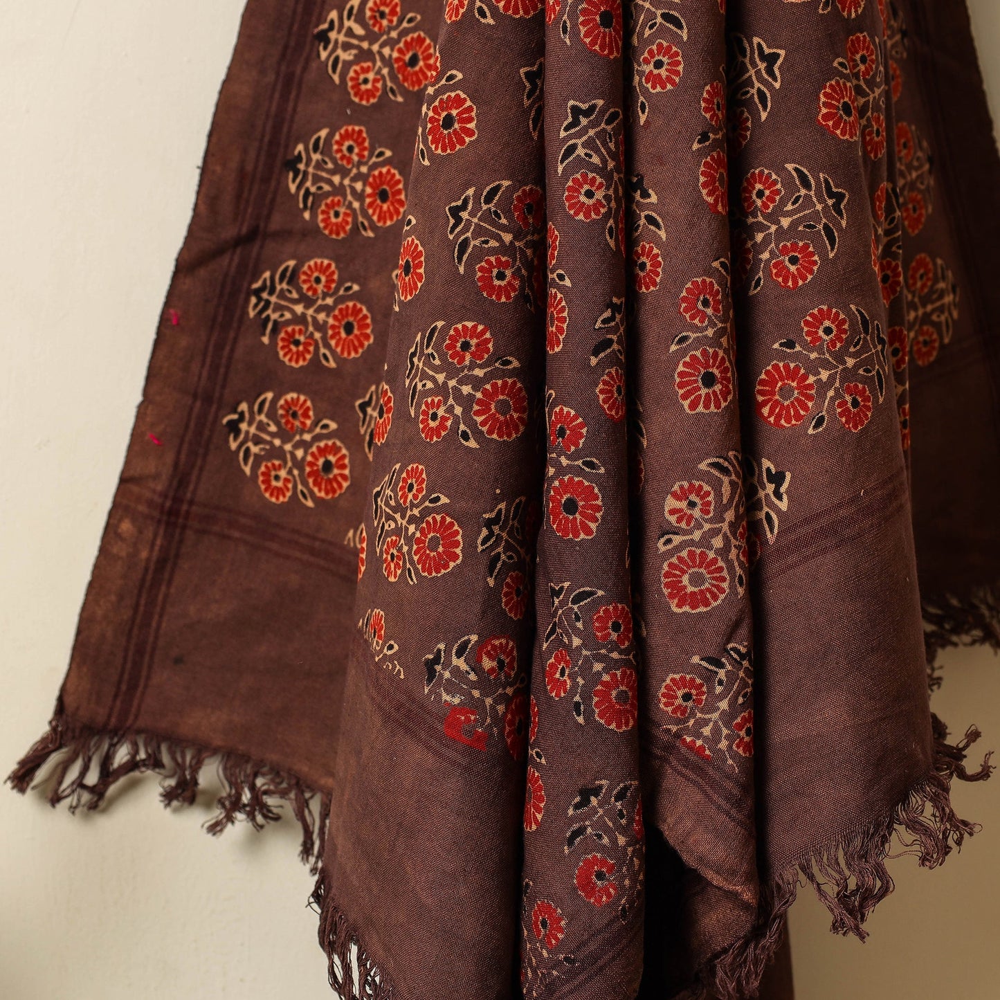 Brown Block Print Cotton Ajrakh Handloom Towel
