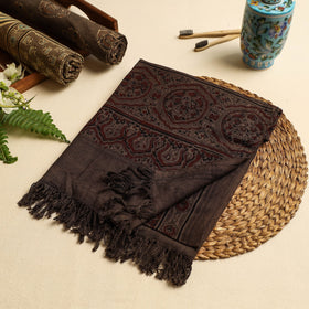 Brown Block Print Cotton Ajrakh Handloom Towel