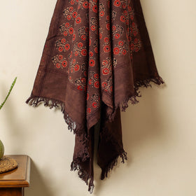 Brown Block Print Cotton Ajrakh Handloom Towel