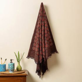 Brown Block Print Cotton Ajrakh Handloom Towel