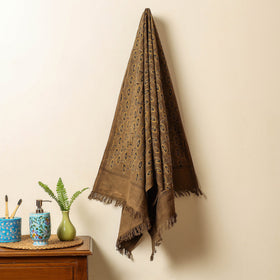 Brown Block Print Cotton Ajrakh Handloom Towel