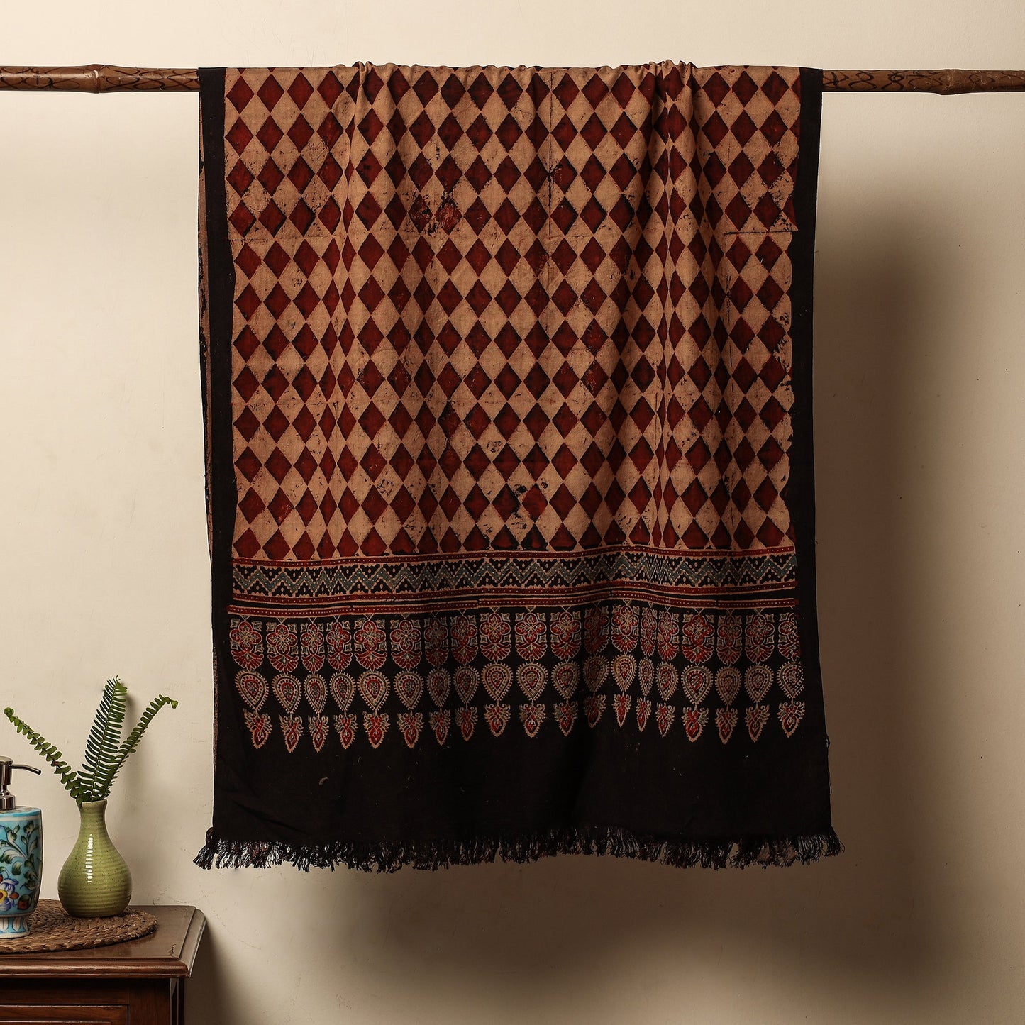 Brown Block Print Cotton Ajrakh Handloom Towel