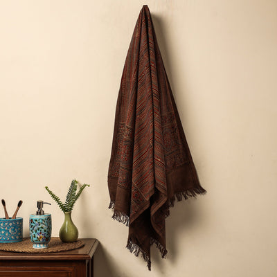 Brown Block Print Cotton Ajrakh Handloom Towel