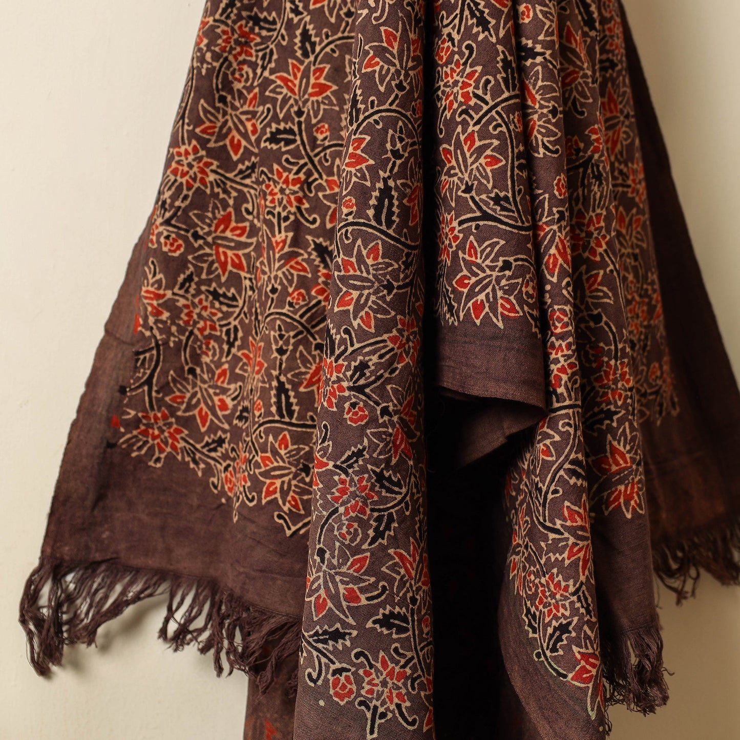 Brown Block Print Cotton Ajrakh Handloom Towel