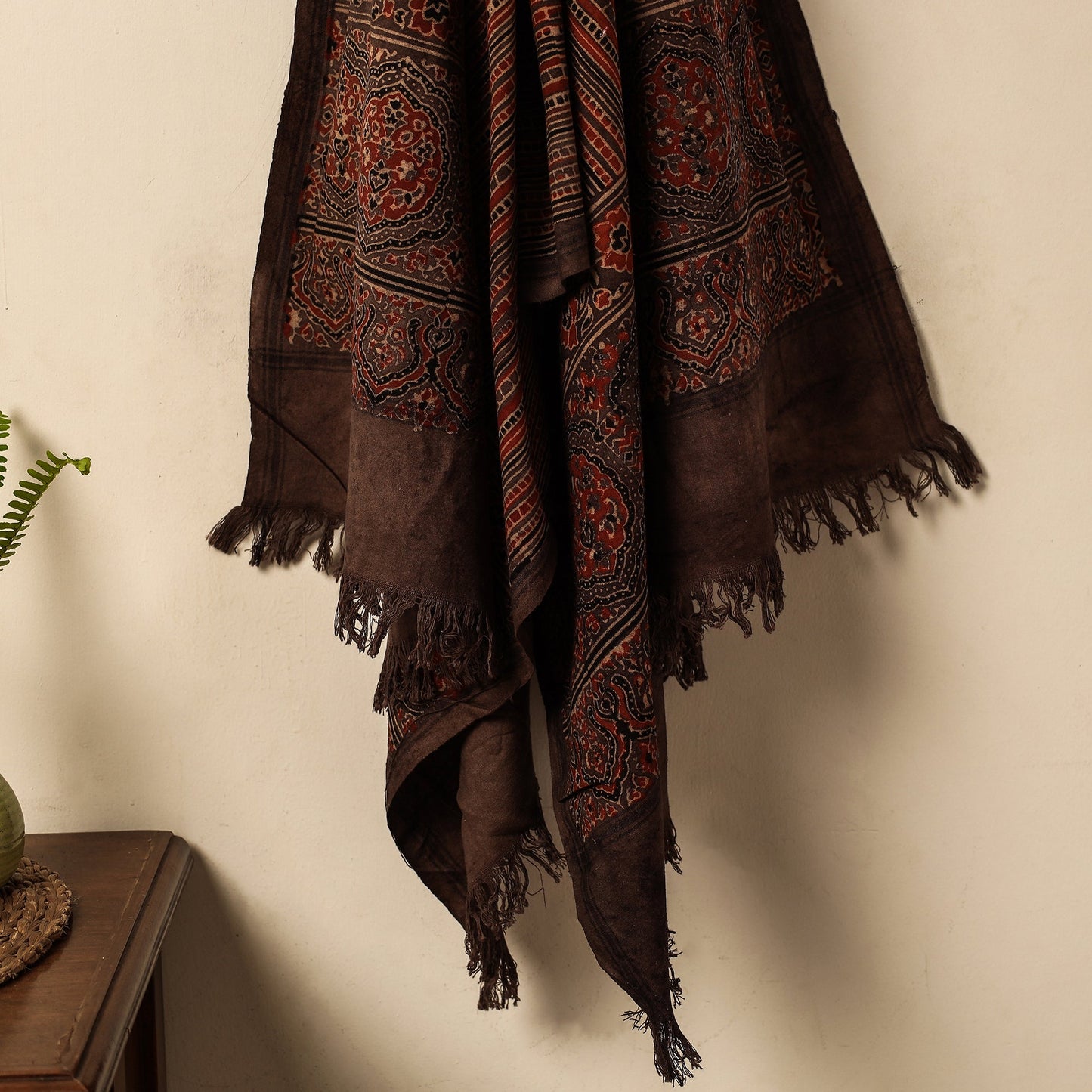 Brown - Block Print Cotton Ajrakh Handloom Towel