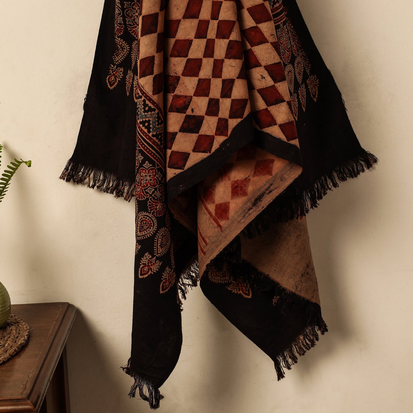 Brown Block Print Cotton Ajrakh Handloom Towel