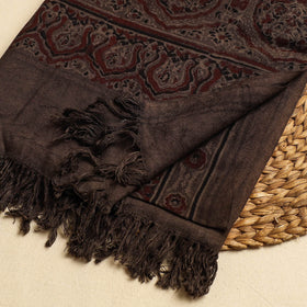 Brown Block Print Cotton Ajrakh Handloom Towel