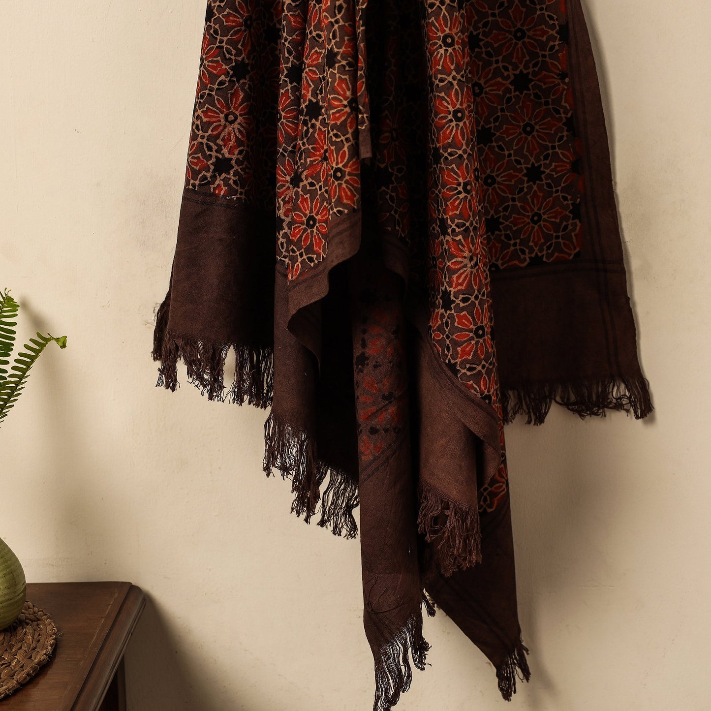 Brown Block Print Cotton Ajrakh Handloom Towel