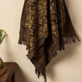Brown Block Print Cotton Ajrakh Handloom Towel