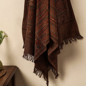 Brown Block Print Cotton Ajrakh Handloom Towel