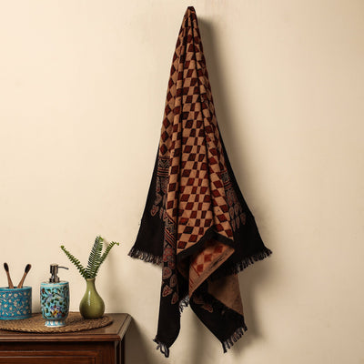 Brown Block Print Cotton Ajrakh Handloom Towel