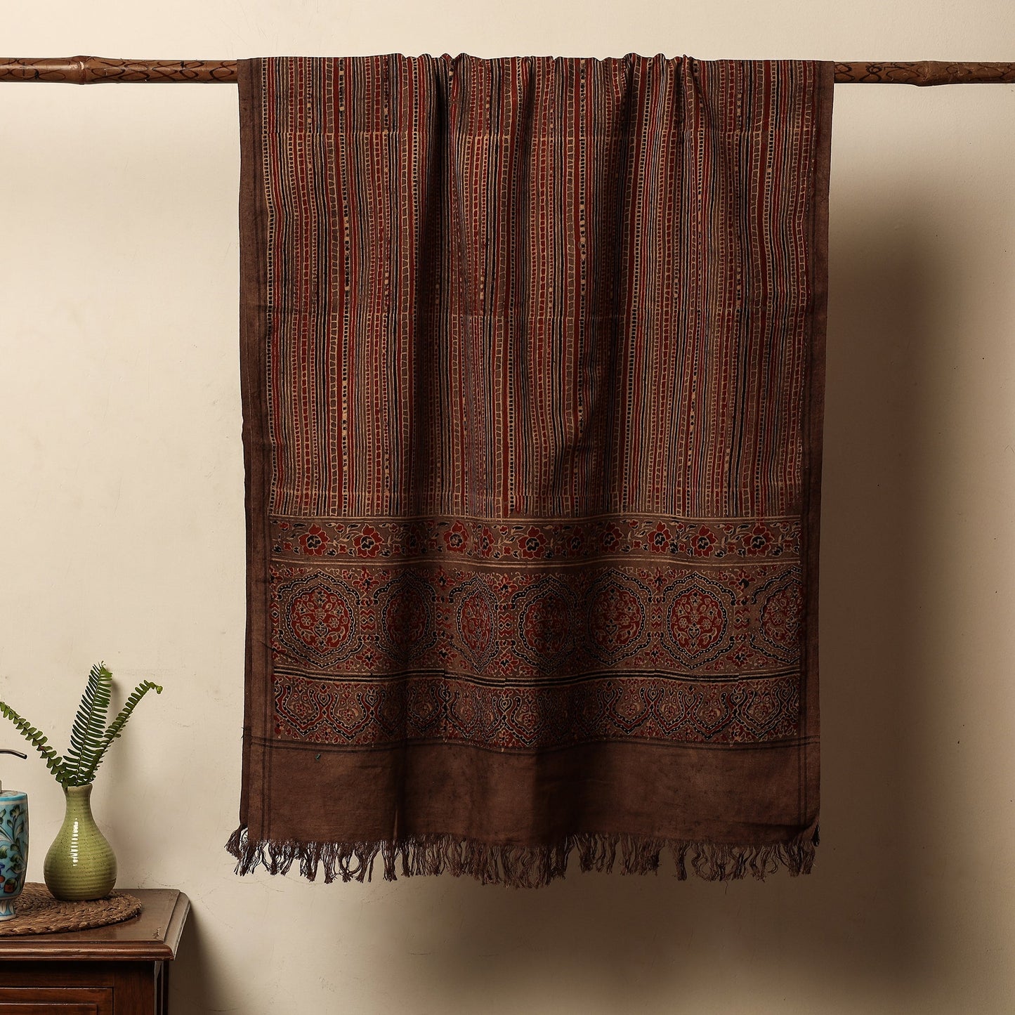 Brown Block Print Cotton Ajrakh Handloom Towel