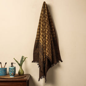 Brown Block Print Cotton Ajrakh Handloom Towel