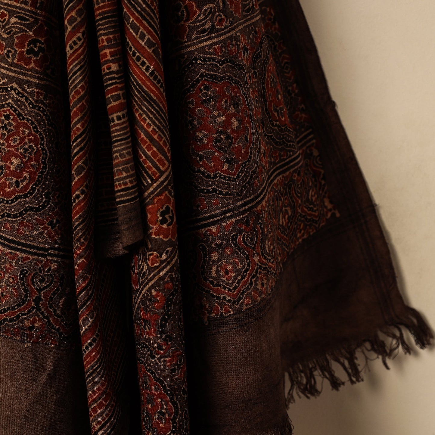 Brown - Block Print Cotton Ajrakh Handloom Towel
