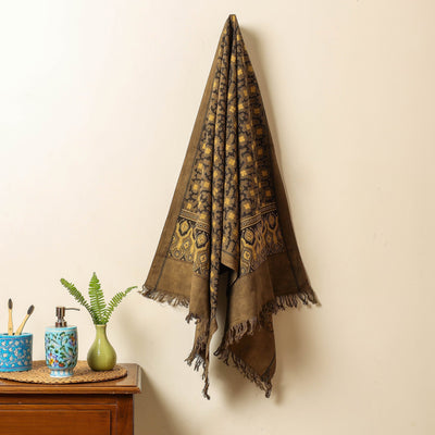 Buy Block Print Cotton Ajrakh Handloom Towel