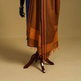 Brown - cotton jacquard dupatta with thread border 04