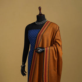 Brown - cotton jacquard dupatta with thread border 04
